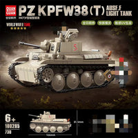 QUANGUAN 100285 PZ KPFW38(T) Ausf.F Light Tank with 730 Pieces
