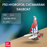 JIESTAR 58124 F50 Hydrofoil Catamaran Sailboat with 733 Pieces
