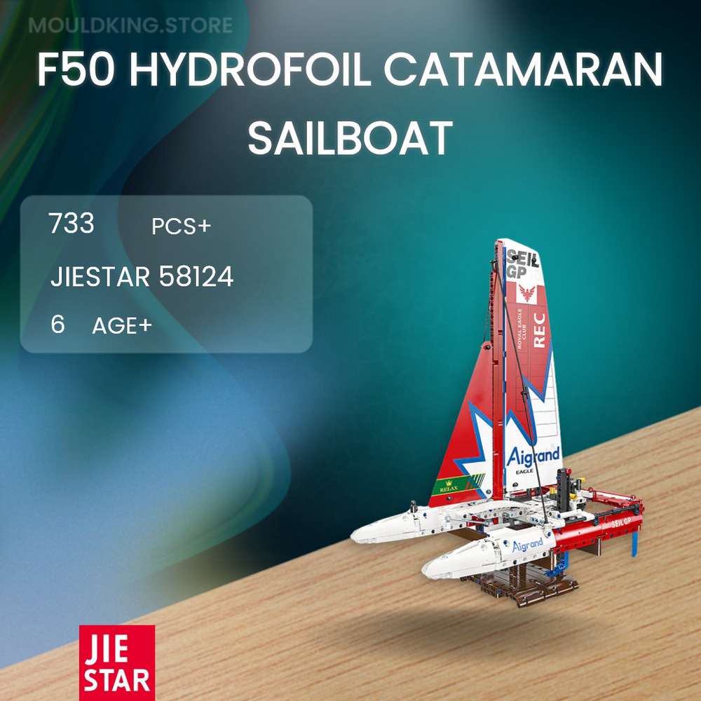 JIESTAR 58124 F50 Hydrofoil Catamaran Sailboat with 733 Pieces