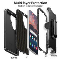 Shockproof Robot Armor Hard Plastic Case Cover with Belt Clip with Magnetic Ring for Samsung Galaxy S26 Ultra - Black
