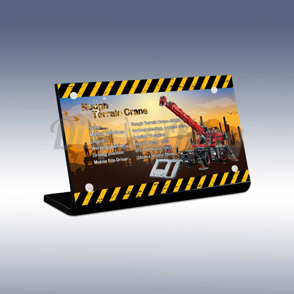 Display King - Acrylic display plaque for Lego Rough Terrain Crane 42082