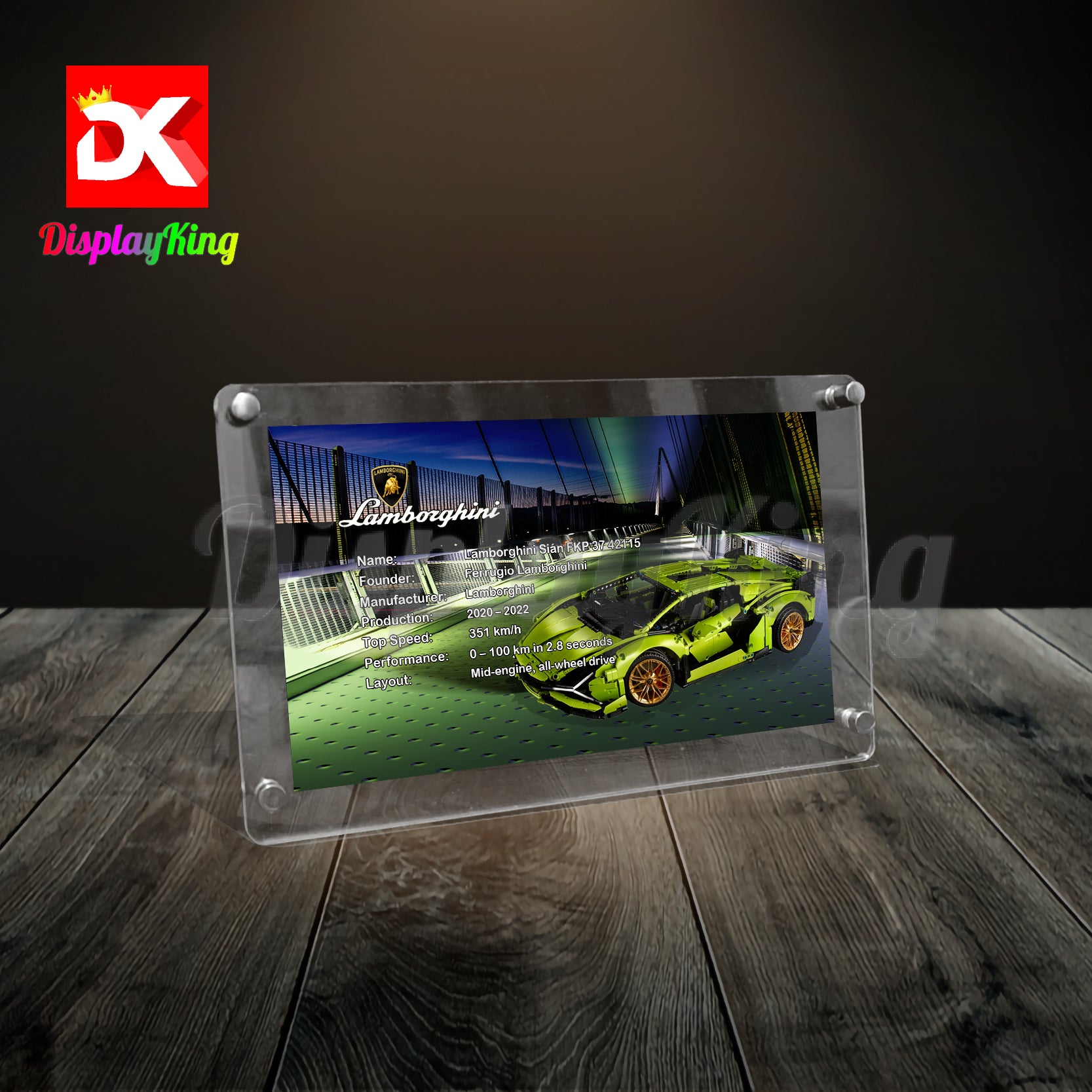 Display King - Acrylic photo frame for Lego Lamborghini Sian FKP 37 42