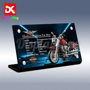 Display King - Acrylic display plaque for Lego Harley-Davidson Fat Boy 10269