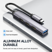 hoco HB26 4 in 1 adapter(Type-C to USB3.0+USB2.0 - metal gray
