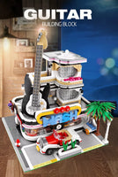 MOULD KING 16002 Novatown Guitar Shop with light 2168 pcs Building Block Brick
