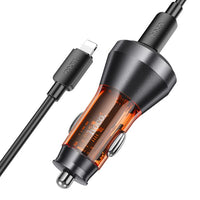 hoco NZ12C Graceful PD60W(2C) car charger with digital display set(C to iP) - transparent orange
