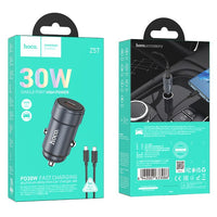 hoco Z57 Glorious single-port PD30W car charger set(C to C) - metal gray
