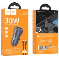 hoco Z57A Glorious PD30W+QC3.0 car charger set(C to C) - metal gray
