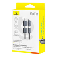 Baseus Versatile Two-for-Two Fast Charging Cable U+C to C+L 60W 1M for 15 / 16 / 17 Series
