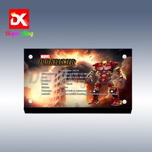 Display King - Acrylic display plaque for Lego Hulkbuster 76210