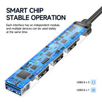 hoco HB26 4 in 1 adapter(Type-C to USB3.0+USB2.0 - metal gray