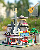 MOULD KING 16002 Novatown Guitar Shop with light 2168 pcs Building Block Brick
