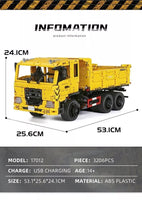 Mould King 17012 Remote Control Three Way Dumper Truck Vehicle Building Toy Set
