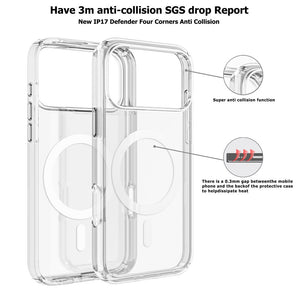 iPhone 17 Pro UTIA Ultimake Shockproof Transparent Case Cover With Magnetic Ring