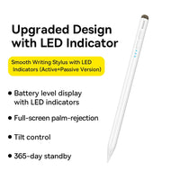 Baseus LED Indicators Smooth Capacitive Writing Stylus (Active + Passive Version) SXBC040002-White
