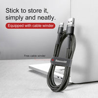 Baseus Cafule Fast Charge USB Data Charging Cable USB to Type-C 2A 3M-Deep Grey+Black