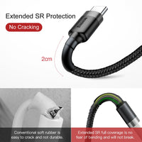 Baseus Cafule Fast Charge USB Data Charging Cable USB to Type-C 2A 3M-Deep Grey+Black