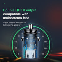 Baseus Circular Plastic A+A 30W Dual QC3.0 Quick Car Charger-W
