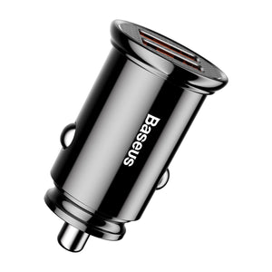 Baseus Circular Plastic A+A 30W Dual QC3.0 Quick Car Charger-W