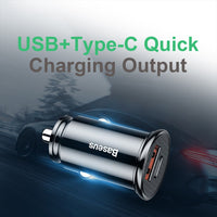 Baseus Circular Plastic A+C 30W PPS Car Charger-Black
