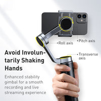 Baseus Control Smartphone Handheld Folding Gimbal Stabilizer-Dark Grey
