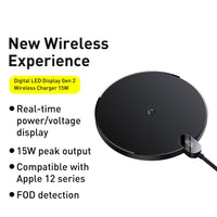 Baseus Digital LED Display Gen 2 Wireless Charger 15W-Black
