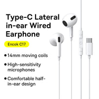 Baseus Earphones Encok C17 with Type-C Plug NGCR010002-White
