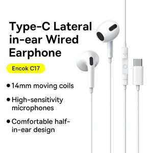 Baseus Earphones Encok C17 with Type-C Plug NGCR010002-White