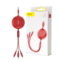 Baseus Golden Loop 3 in 1 USB Cable-Micro USB  Lightning  USB-C 3.5A 35cm-120cm (Red)
