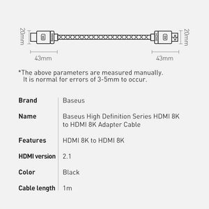 Baseus High Definition Series HDMI 8K to HDMI 8K Adapter Cable CAKGQ-J01 1M-Black