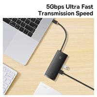Baseus Lite Series 6-Port Type-C HUB Docking Station (Type-C to HDMI+USB3.02+PD+SD/TF)-Black