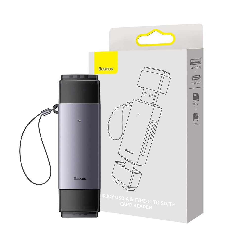 Baseus Lite Series USB-A & Type-C to SD/TF Card Reader (WKQX060113)-Dark Gray