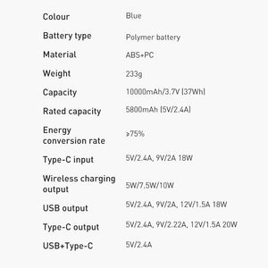 Baseus Magnetic Wireless Quick Charging Power Bank 10000mAh 20W (2022 Overseas Edition) PPCX010201-Blue