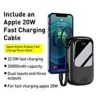 Baseus Qpow Digital Display Power Bank 20000mAh 20W with Lightning Cable (PPQD-H01)-Black
