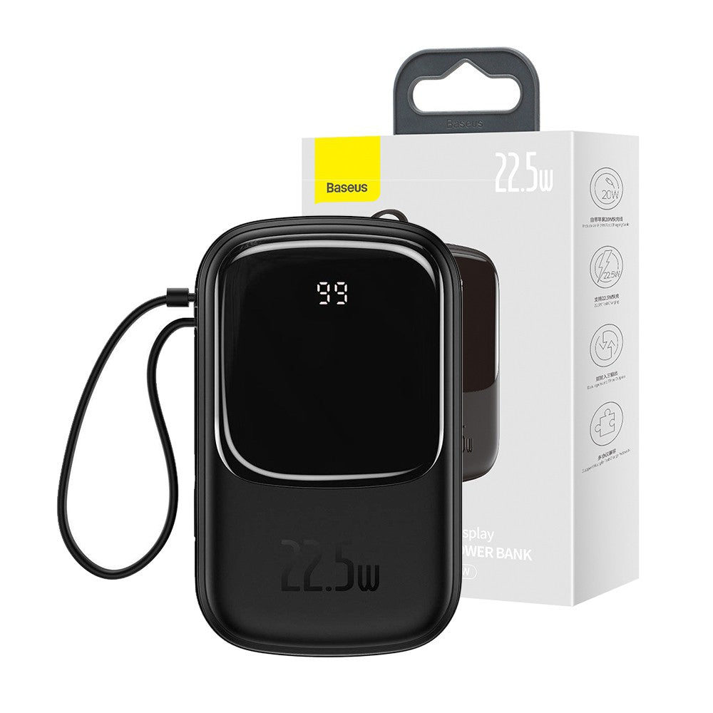 Baseus Qpow Digital Display Power Bank 20000mAh 22.5W with Type-C Cable (PPQD-I01)-Black