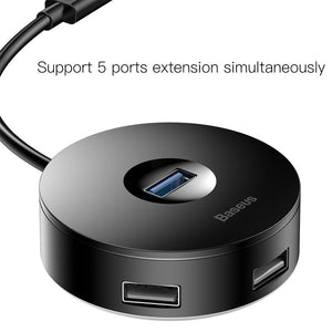 Baseus Round Box HUB Adapter (USB3.0 to USB3.0 x 1 + USB2.0 x 3) 1m