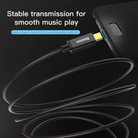 Baseus Stereo Audio AUX Cable 3.5MM Mini Jack - Type-C for Smartphone 120cm (CAM01-01)-Black
