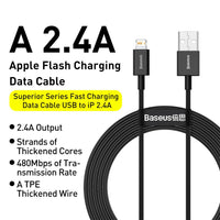 Baseus Superior Series Fast Charging Data Cable USB to iP 2.4A
