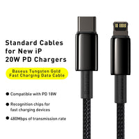 Baseus Tungsten Gold Fast Charging Data Cable Type-C to iP PD 20W