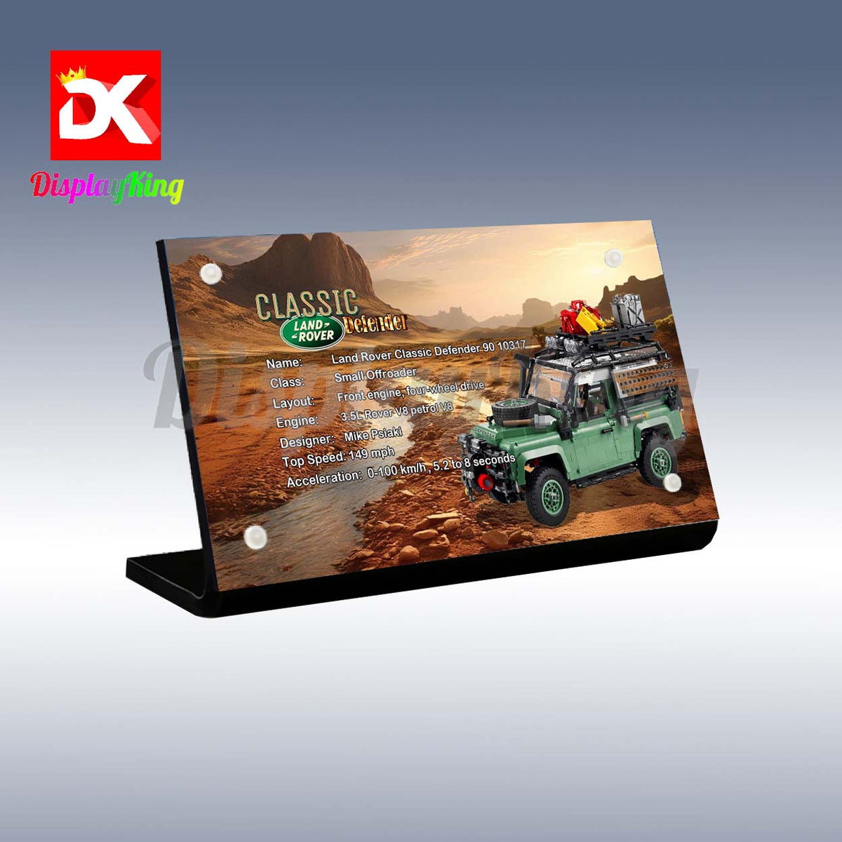 Display King - Acrylic display plaque for Lego Land Rover Classic Defe ...