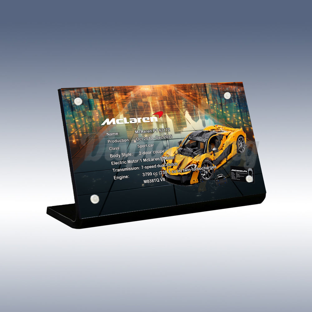 Display King - Acrylic display plaque for Lego McLaren P1 42172