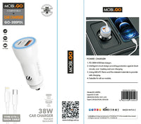 sky Mobigo GO200PDL 38W 2 UAB car charger with Type-C to Lightning combo
