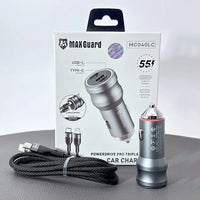 sky Maxguard MC040LC 55W 2 USB C+C car charger with Type-C to Lightning combo
