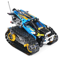 MOULD KING 13032 Mini Tank RC Track Stunt Car Blue with 390 Pieces
