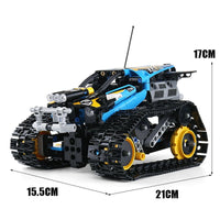 MOULD KING 13032 Mini Tank RC Track Stunt Car Blue with 390 Pieces
