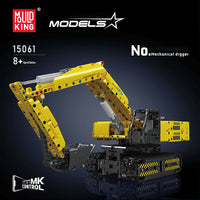 MOULD KING 15061 Motor Yellow Mechanical Digger with 1500 Pieces
