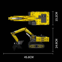 MOULD KING 15061 Motor Yellow Mechanical Digger with 1500 Pieces
