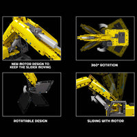 MOULD KING 15061 Motor Yellow Mechanical Digger with 1500 Pieces
