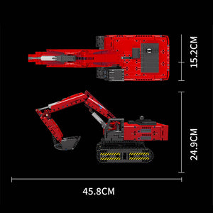 MOULD KING 15062 Motor Red Mechanical Digger with 1500 Pieces