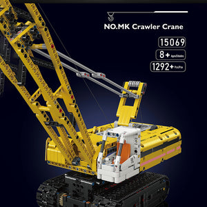 MOULD KING 15069 Motor Yellow Crawler Crane with 1292 Pieces